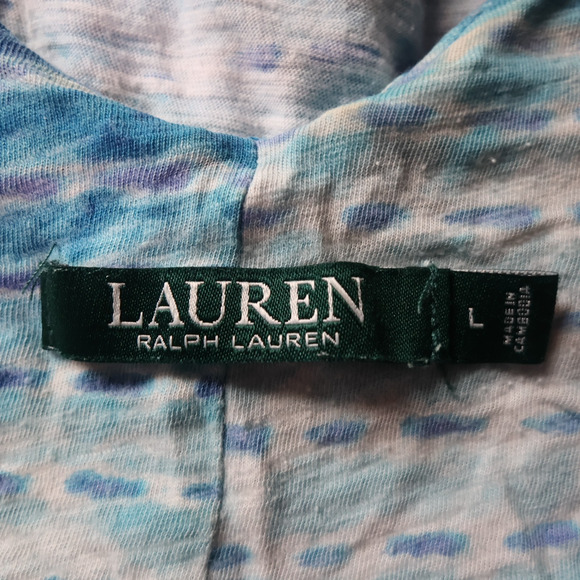 Lauren Ralph Lauren Blue Ombre Striped T-Shirt Dress V-Neck Sleeveless Sz L Chic - Picture 3 of 7